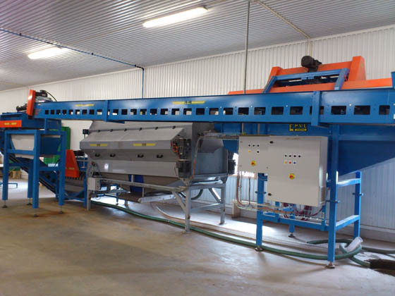 Tv&auml;ttlinje med polering och tork, samt by-pass f&ouml;r otv&auml;ttat via borstmaskin