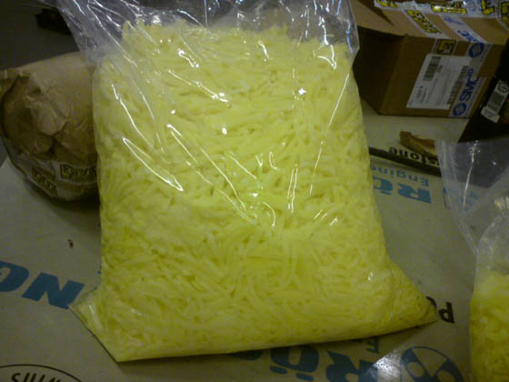 S&auml;ck med strimlad potatis.